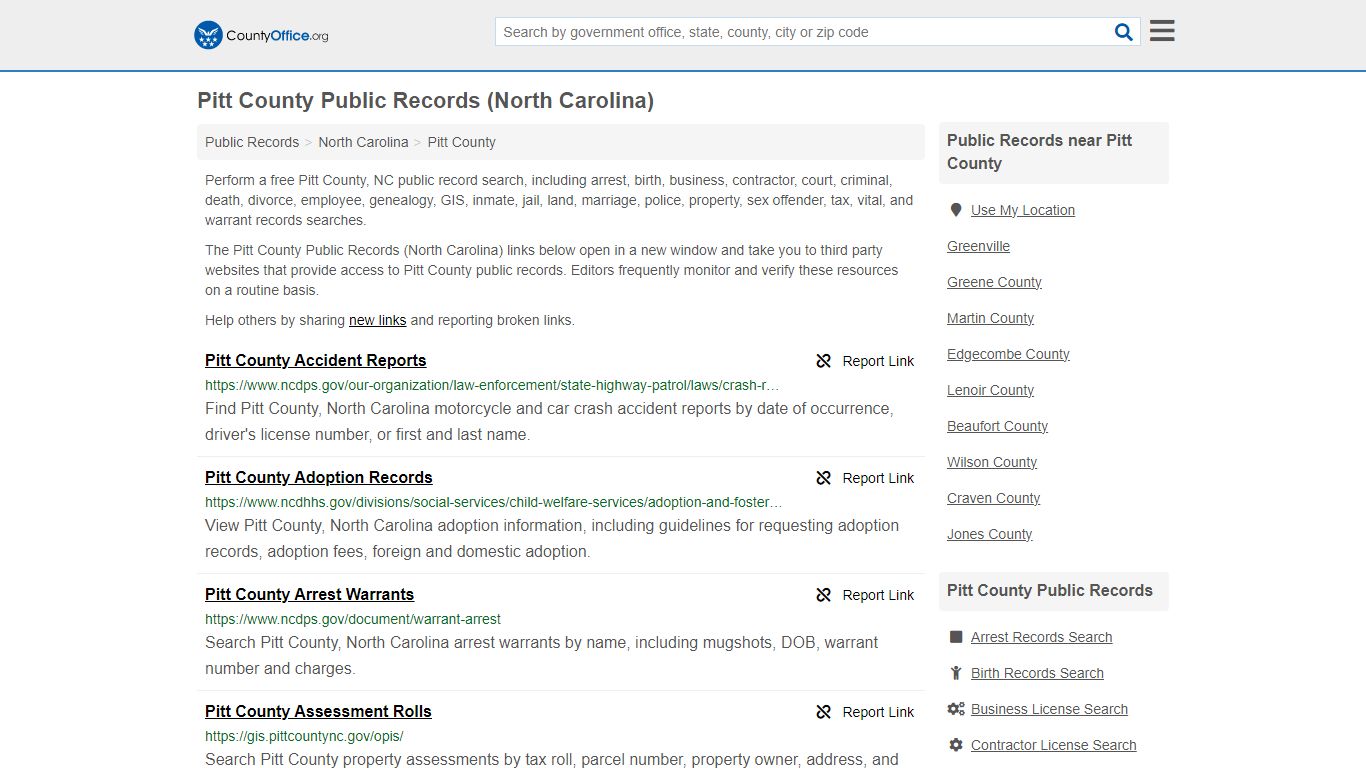 Public Records - Pitt County, NC (Business, Criminal, GIS, Property ...
