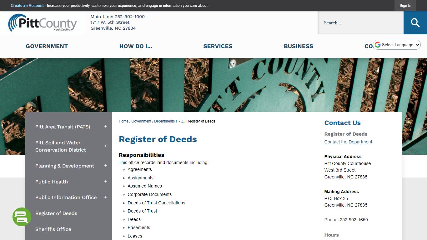 Register of Deeds | Pitt County, NC